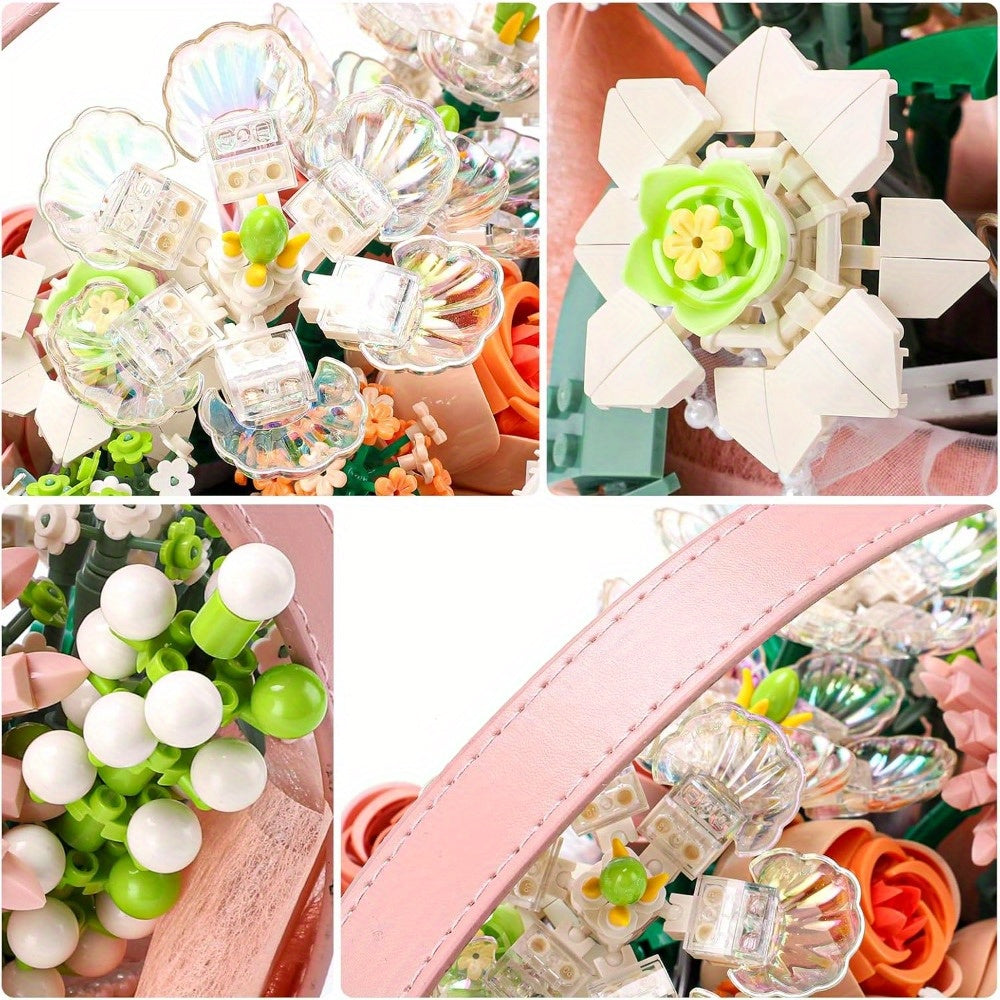 AKKEE Bouquet Building Block Set with Light Strip - DIY Craft Decoration
