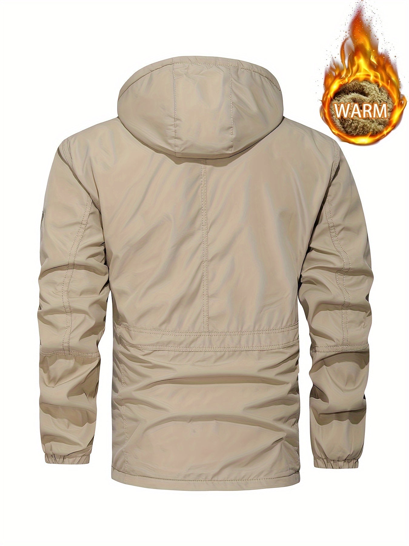 Men's Hooded Plush Windproof Warm Jacket for Autumn/Winter