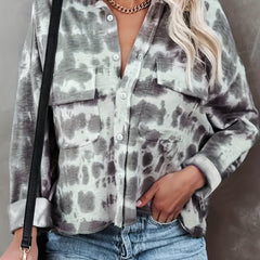 Tie Dye Long Sleeve Button Up Shirt Top