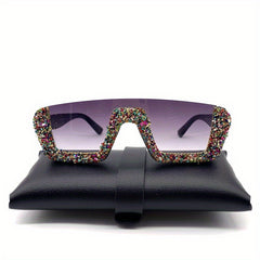 Y2K Rhinestone Sunglasses Semi Rimless UV400