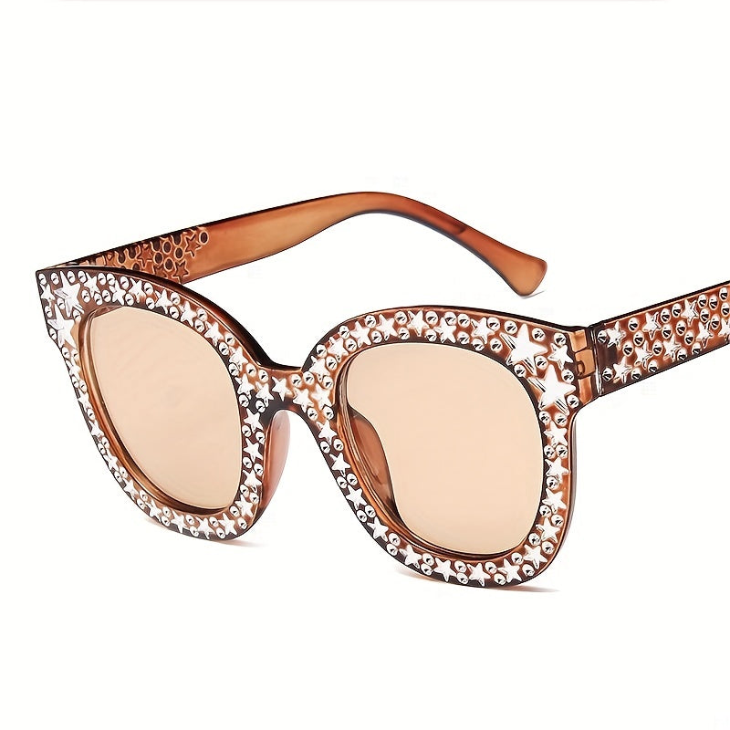 Rhinestone Cat Eye Sunglasses Clear Frame UV400