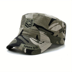 US Army Embroidered Flat Hat Camo Military Flat Cap