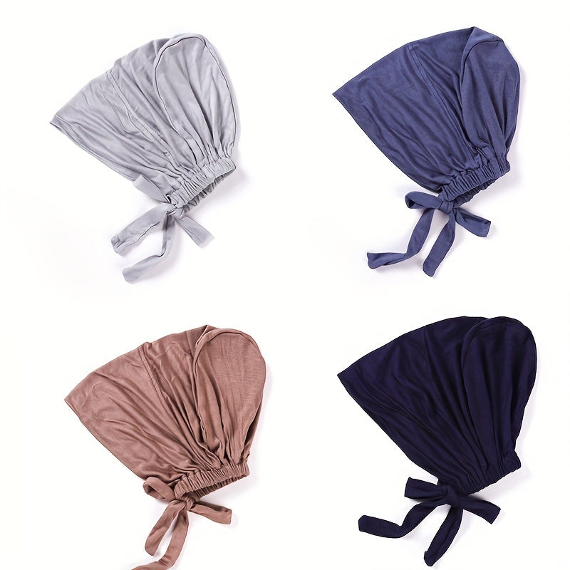 Solid Inner Cap Elastic Turban Soft Head Wrap Casual Underscarf