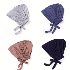 Solid Inner Cap Elastic Turban Soft Head Wrap Casual Underscarf