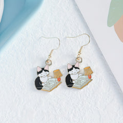 Kitten Night Reading Earrings Ear Jewelry Decoration