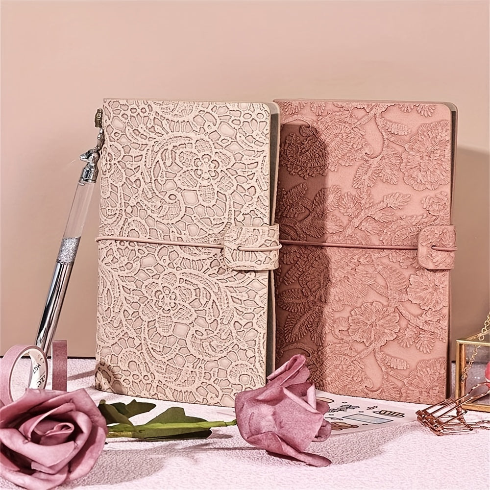 Vintage Lace Notebooks Retro Morandi Notepads for Travel Writing & Sketching