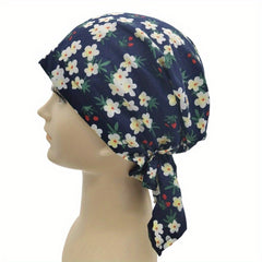 Small Flower Print Triangle Turban Cap Cotton Bandana Women Casual Head Wrap