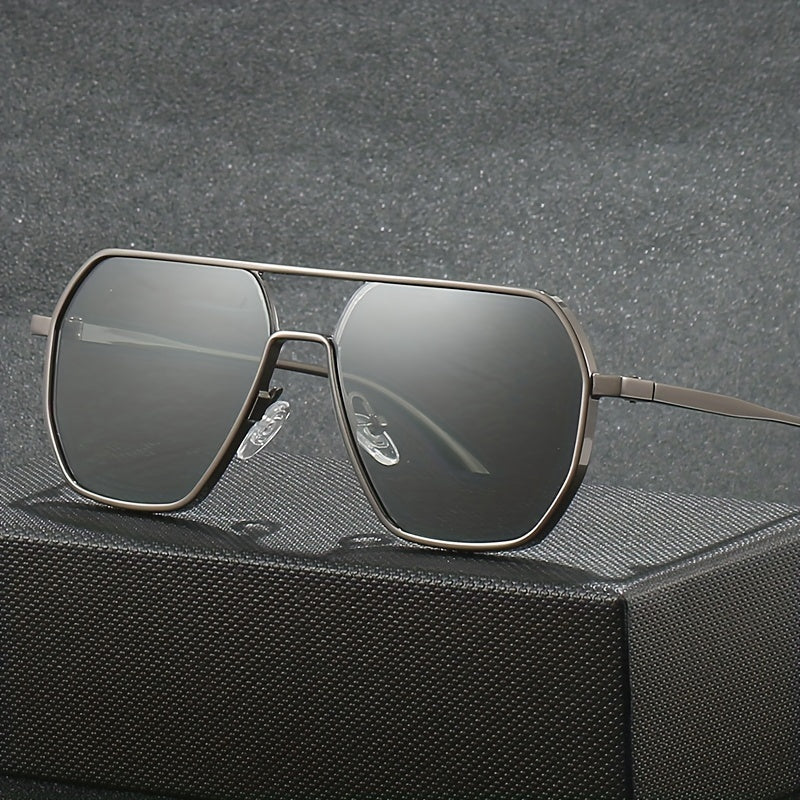 Men's Metal Polarized Polygon Sunglasses