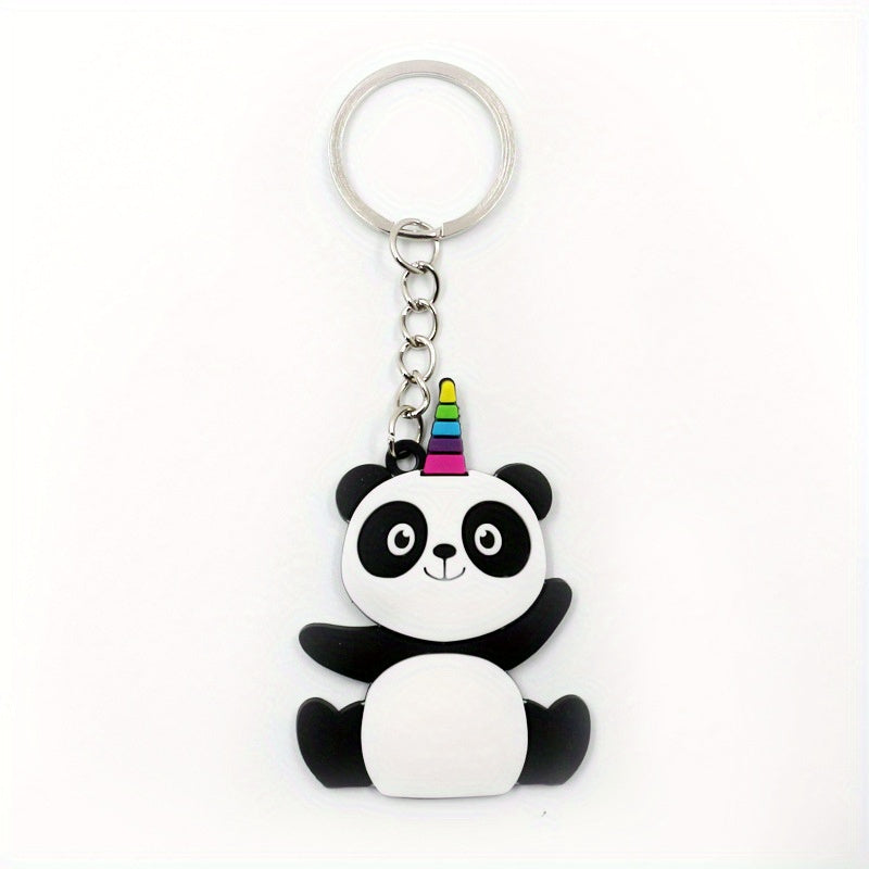 PVC Panda Keychain Cartoon Key Ring Women Bag Pendant Car Key Ring