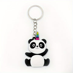 PVC Panda Keychain Cartoon Key Ring Women Bag Pendant Car Key Ring