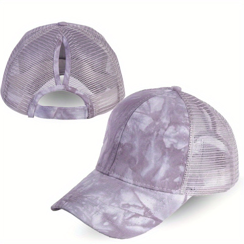 Tie Dye Ponytail Baseball Cap Mesh Trucker Hat Hip Hop Dad Hats Summer Sun Cap