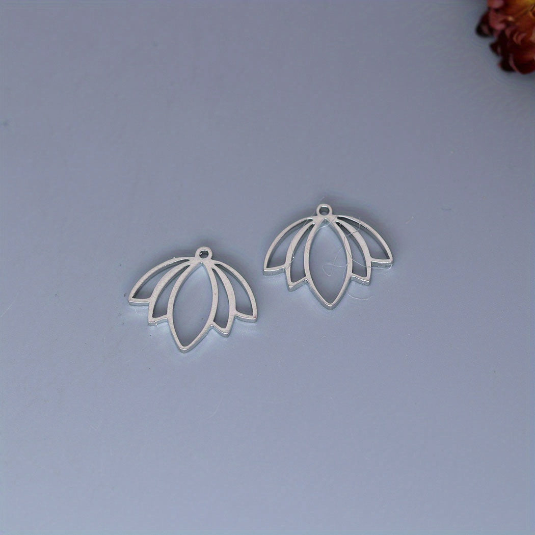 5pcs Flower Lotus Pendants for DIY Jewelry Making