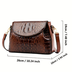 Vintage Crocodile Embossed Square Bag Classic Crossbody Bag
