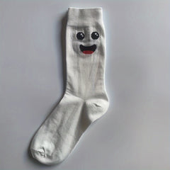 5 Pairs Cartoon Eyes Print Socks Women's Mid Tube Stockings