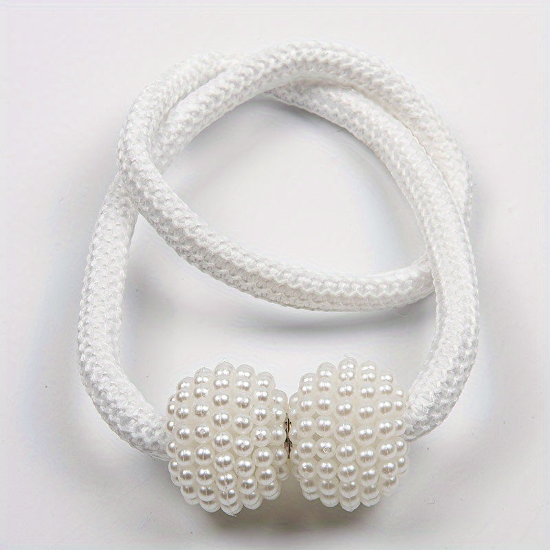 1PCS Pearl Curtain Magnetic Buckle Punching Installation Curtain Binding Strap