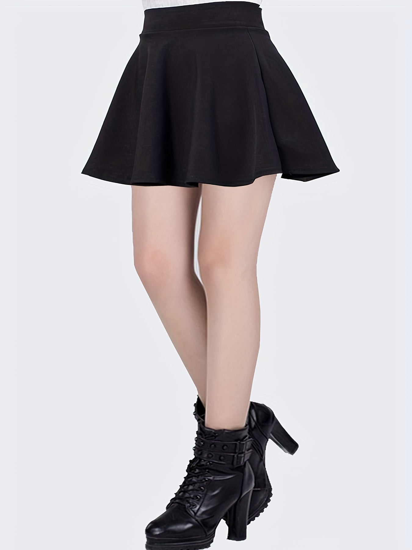  High Rise Ruffle Stretch Skirt