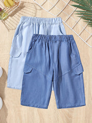2pcs Boys Soft Denim Shorts Casual Summer Shorts