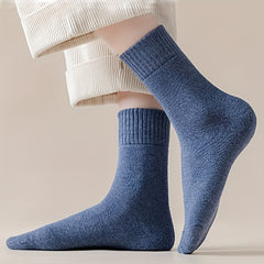 5 Pairs Women's Soft Mid Tube Solid Socks Stockings & Hosiery