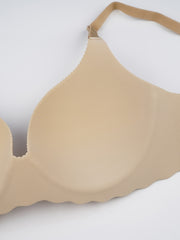 Wave Trim Wireless Push Up Bra Three Rows Three Buckles Women's Lingerie