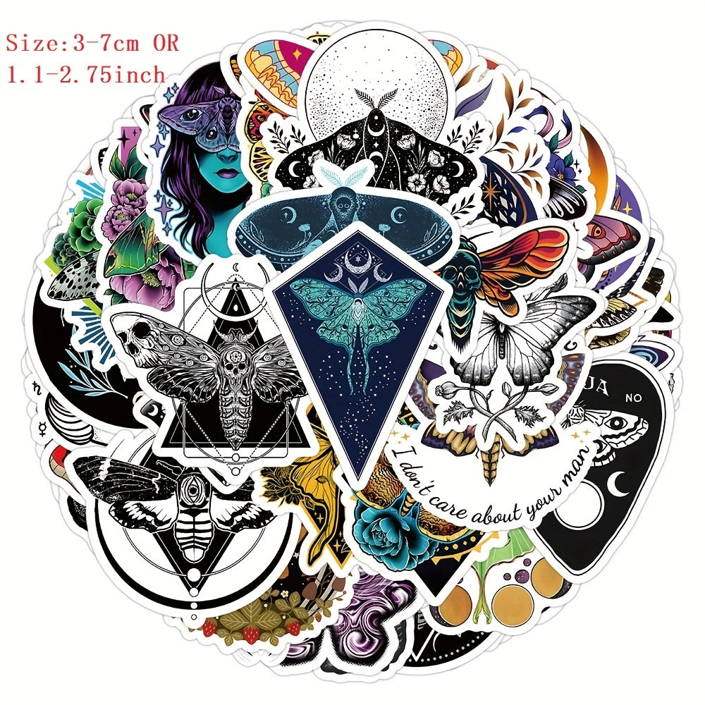 50pcs Ghost Moth Cartoon Stickers For Helmet Water Bottles Laptop Car Decal