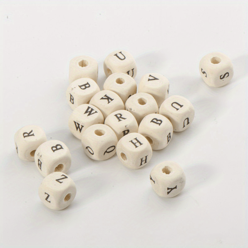 10mm Primary Square Letter Wooden Bead English Letter DIY Jewelry Material