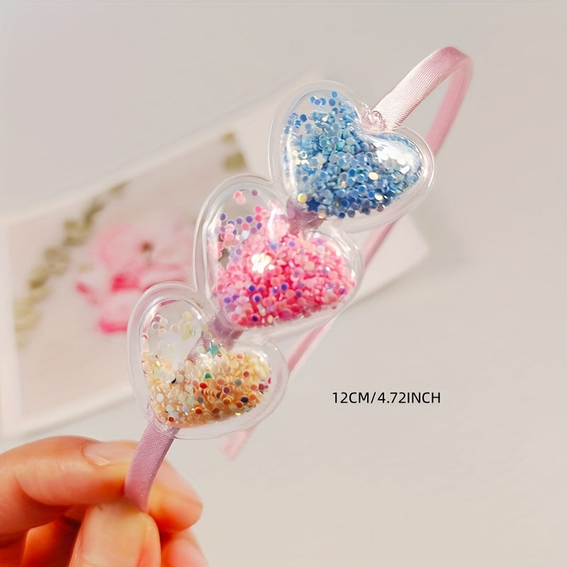 5pcs Colorful Love Headband Transparent PVC Hair Band For Girls
