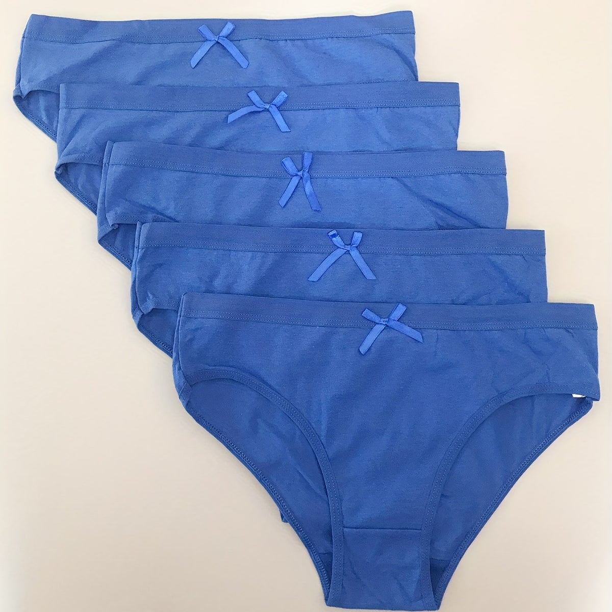 5pcs Solid Bow Tie Briefs Women's Lingerie & Underwear