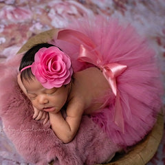 Hot Pink Tutu & Flower Headband Set for Newborns & Toddlers