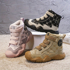 Girl's Warm Cozy Snow Boots High Top Plush Comfy Outdoor Hiking Shoes