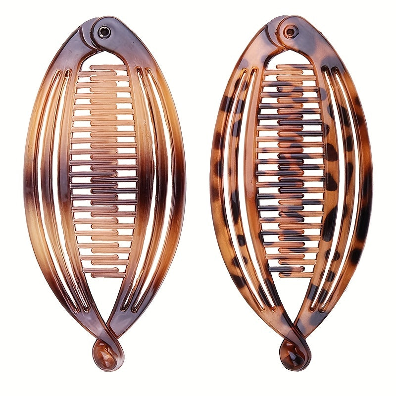 Leopard Pattern Banana Clip Hair Clip Ponytail Holder for Women Girls