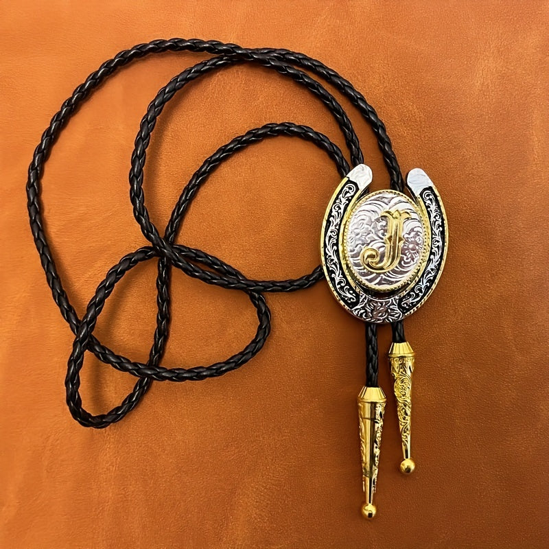 Letter J Metal Neckline Necklace Tie Retro Western Denim Shirt