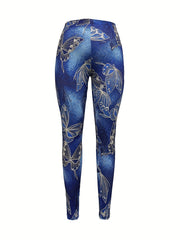  Butterfly Print Ombre High Rise Skinny Leggings