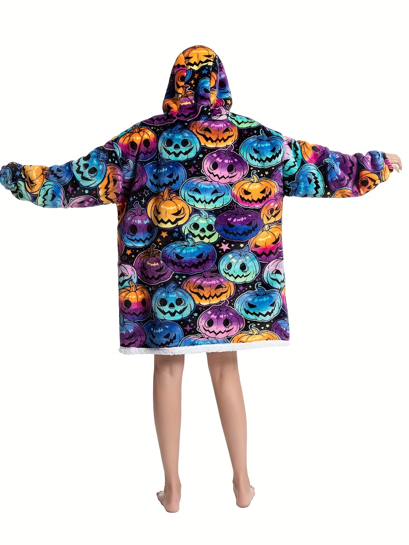 Pumpkin Pattern Dress Up Costume Plush Edge Hoodie