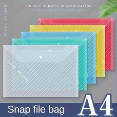 Thickened File Bag A4 Snap Button Transparent Button Bag