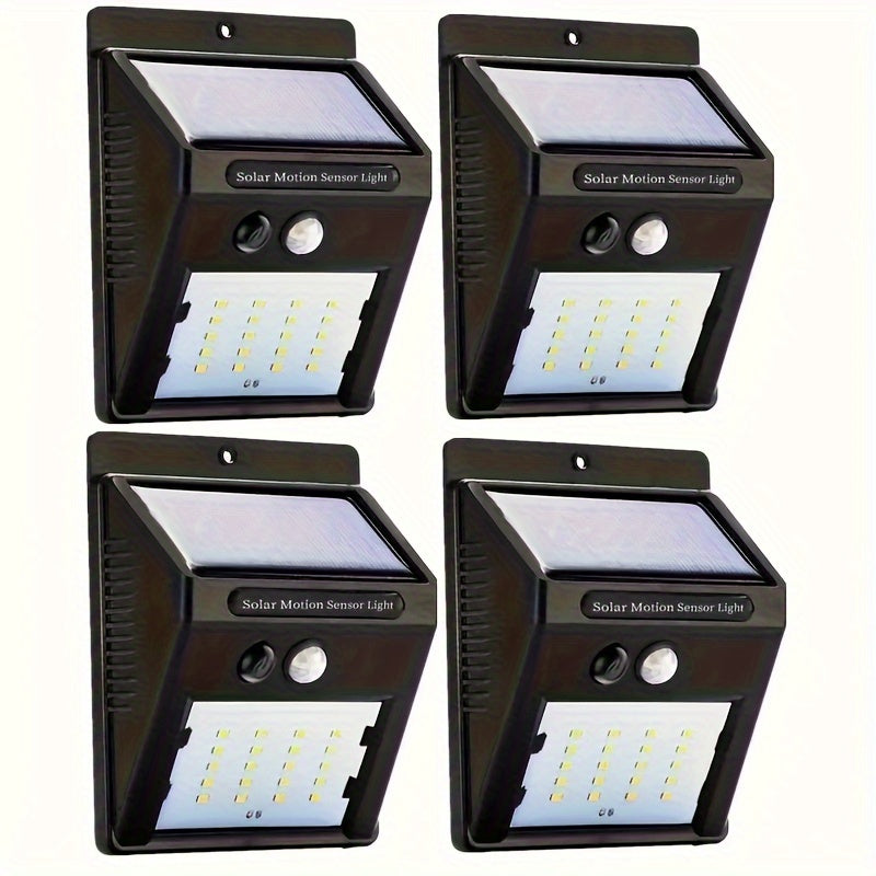 4pcs Solar Wall Lights Outdoor Waterproof Induction Path Lighting