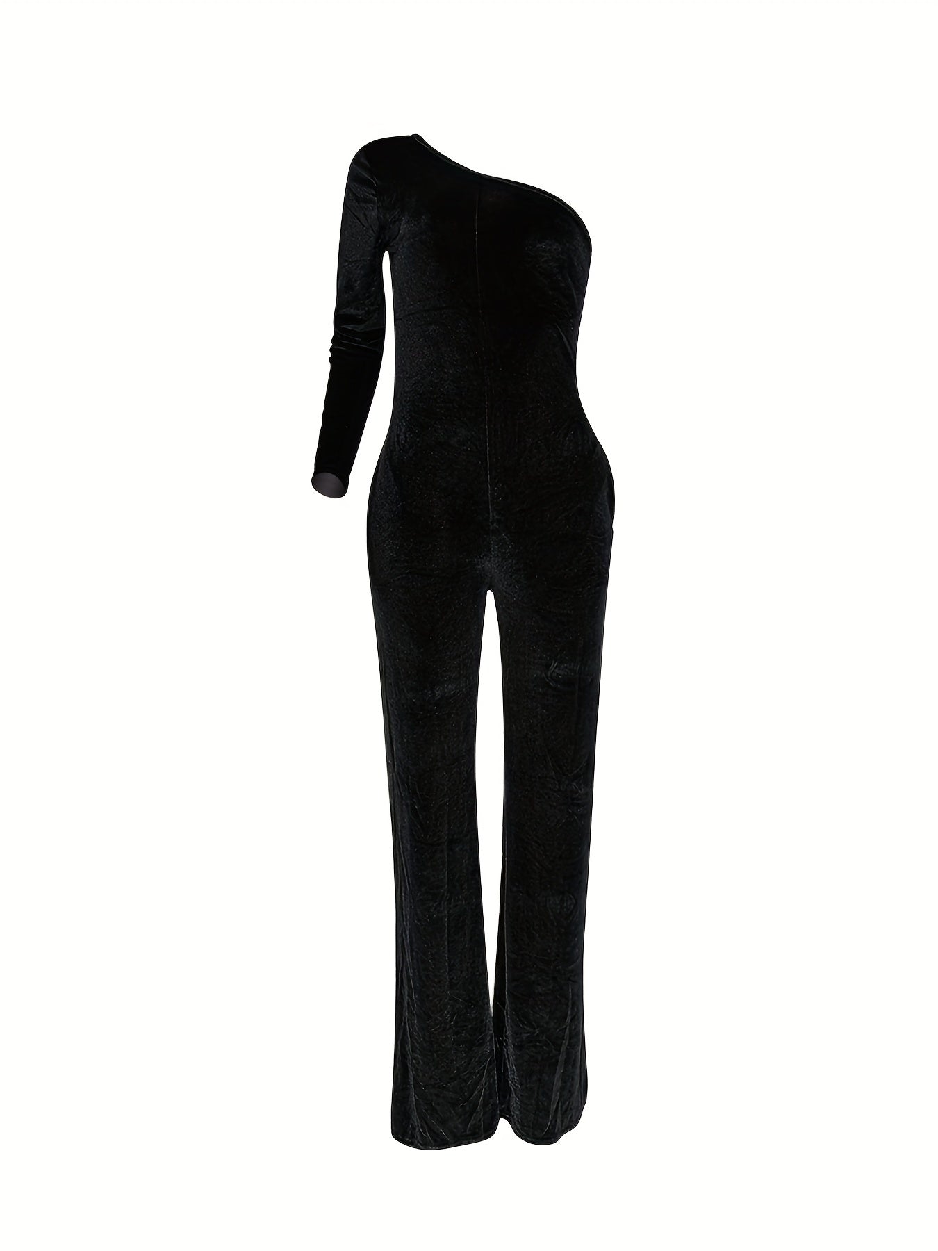 One Shoulder Wide Leg Jumpsuit Long Sleeve