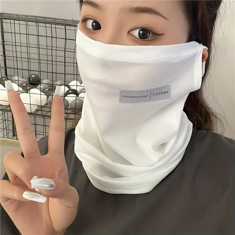 Ice Silk Sunproof Mask Ear Hook Neck Gaiter Solid Unisex Balaclava