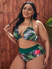  Tropical Print 2pcs Swimsuit Set