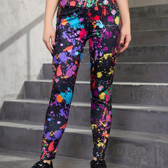 High Waist Block Yoga Leggings Quick Drying Sports Pants