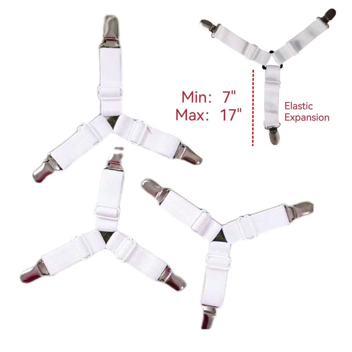 4pcs Bed Sheet Holder Straps Fitted Sheet Straps 7-17in