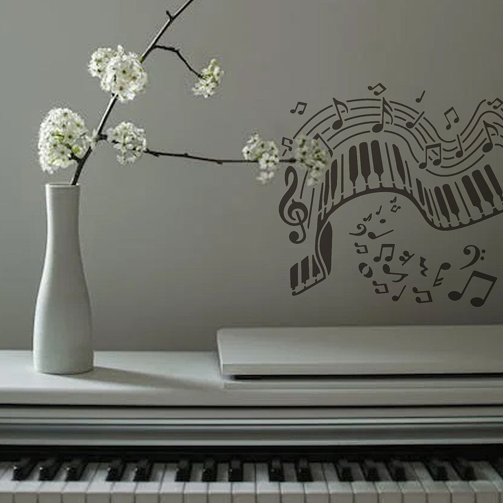 2pcs PET Hollow Out Drawing Stencils with Musical Note Brush