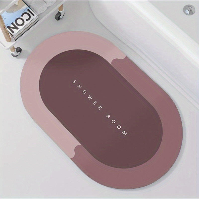 1pc Oval Bathroom Toilet Absorbent Quick Drying Foot Mat