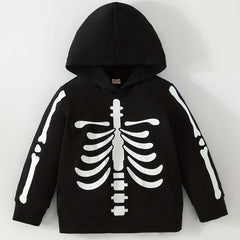 Boy's Skeleton Print Hoodie Stretch Breathable Sweatshirt