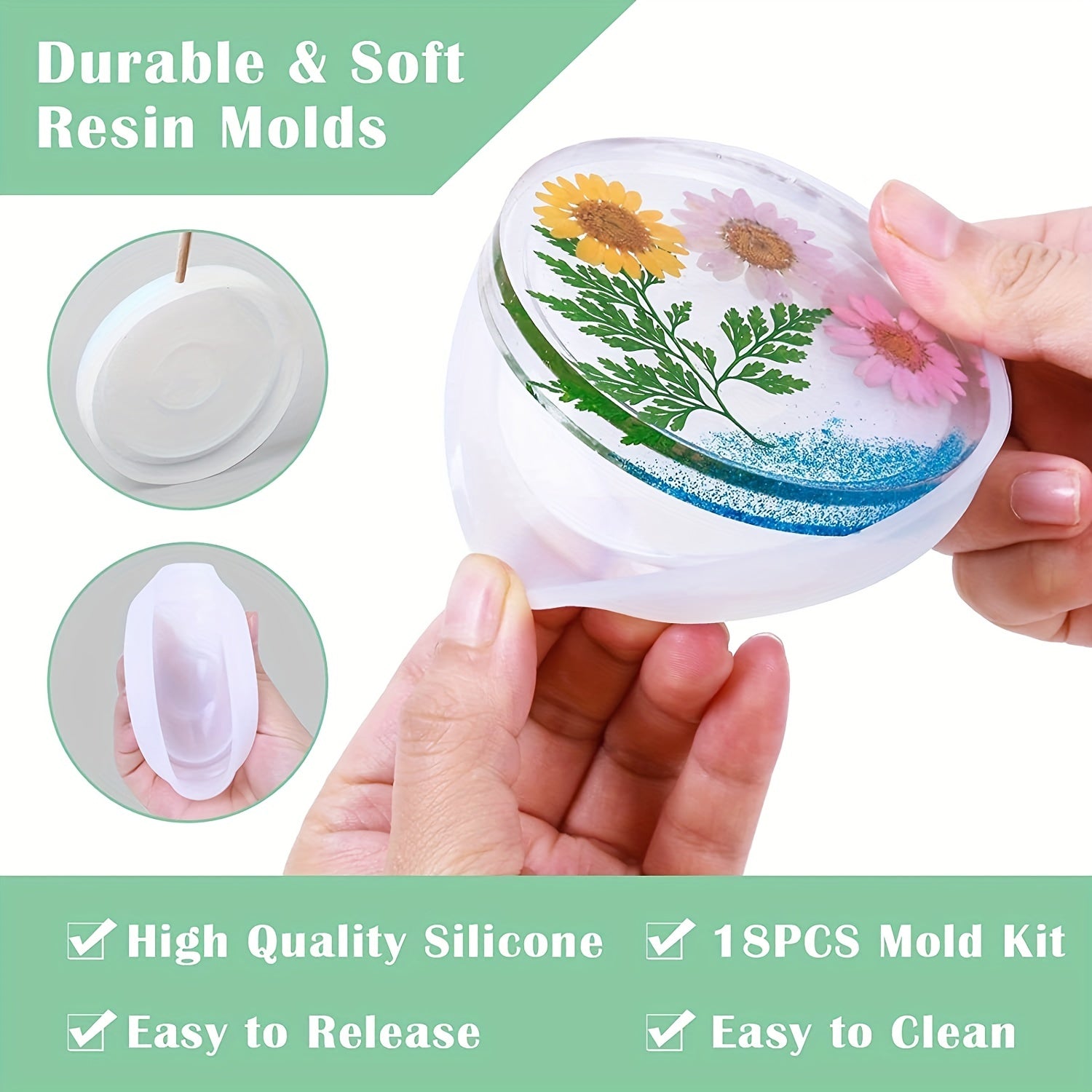 14pcs Silicone Resin Molds Kit for UV Resin Casting