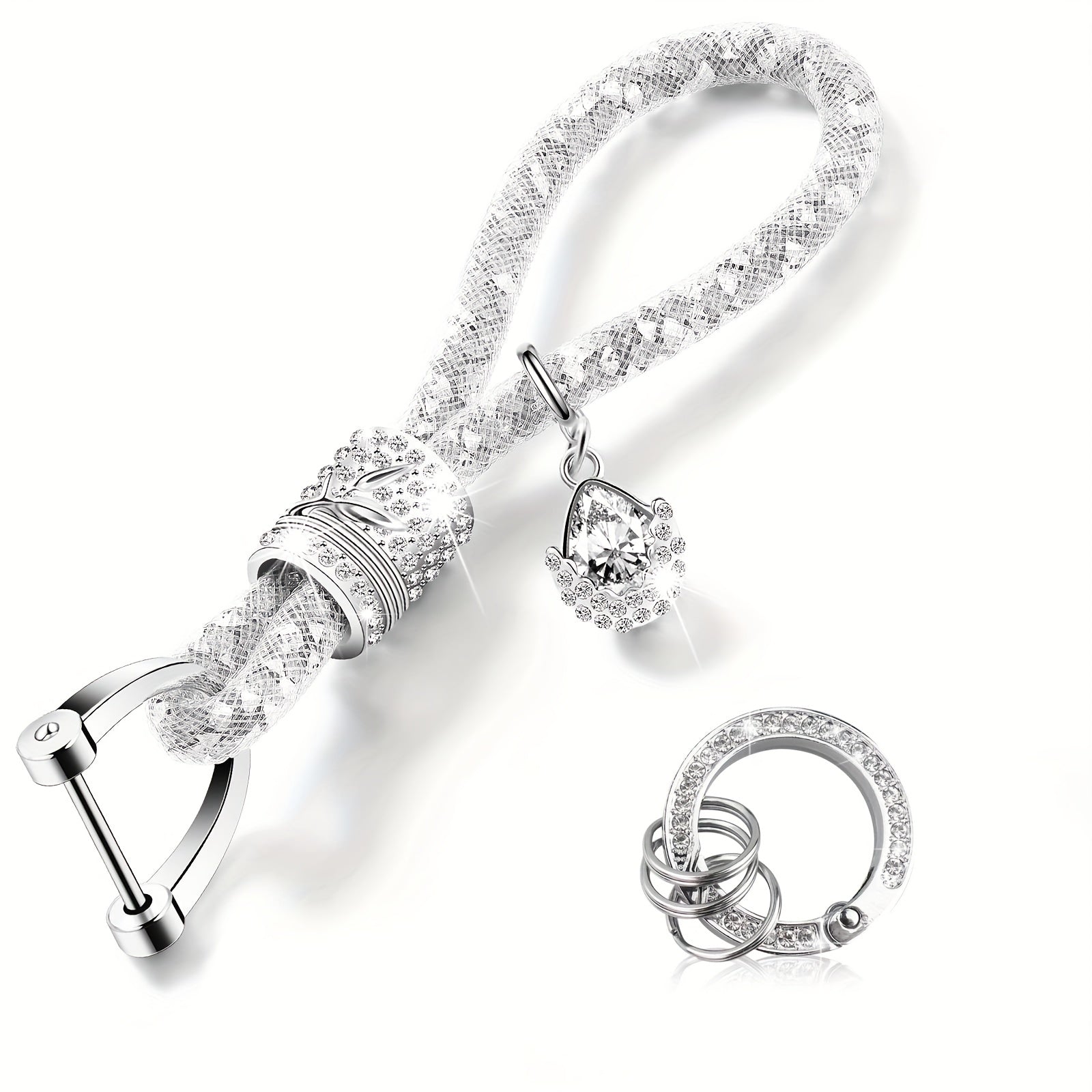Crystal Bling Car Keychain For Women Rhinestone Keychain Ring