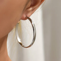 Women's 925 Silver Arc Texture Glossy Stud Earrings
