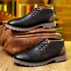 Men's Retro Ankle Boots PU Leather Lace-up Outdoor Shoes