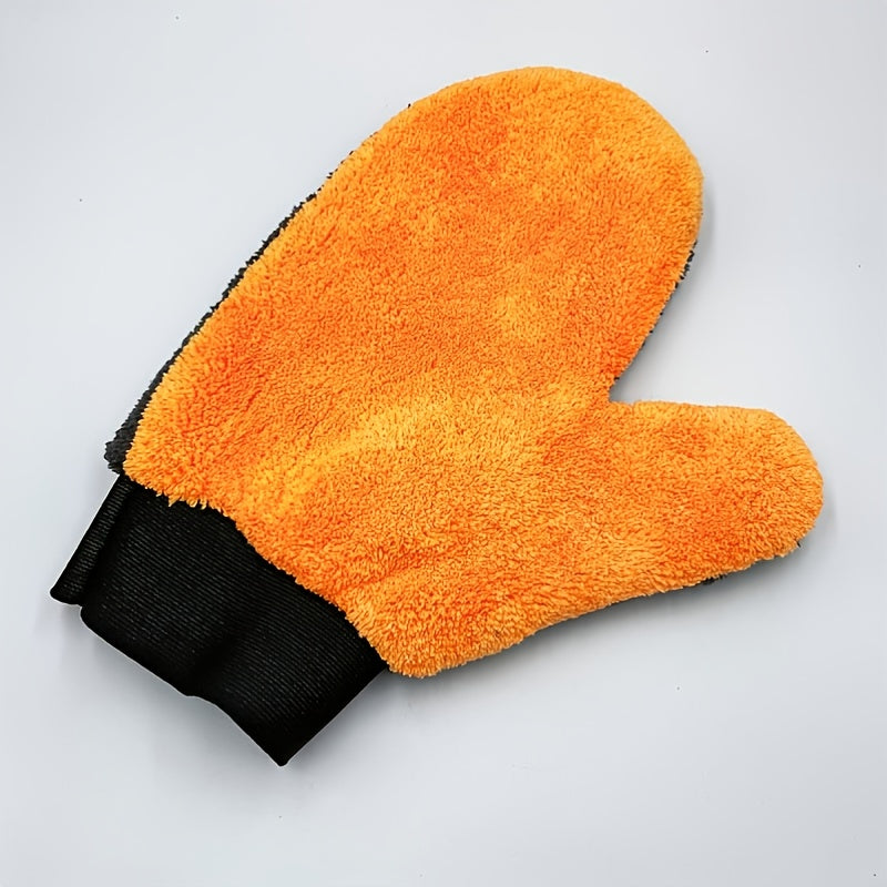 Coral Velvet Bear Paw Car Wash Gloves Water Absorption Microfiber