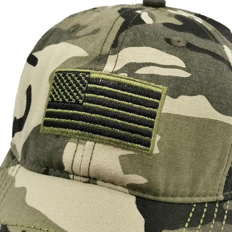 Camouflage Baseball Cap Flag Embroidery Dad Hat Adjustable Sun Hats