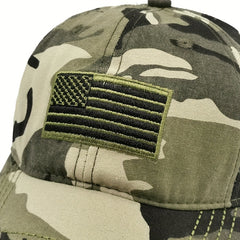 Camouflage Baseball Cap Flag Embroidery Dad Hat Adjustable Sun Hats